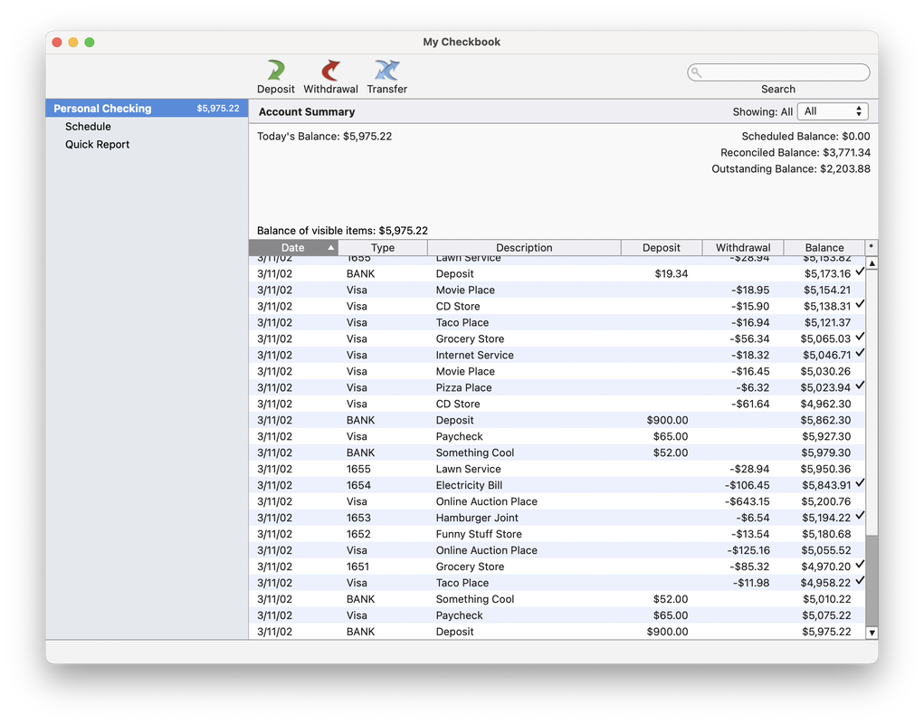 checkbook program for mac